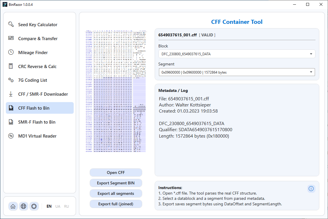 CFF Container Tool