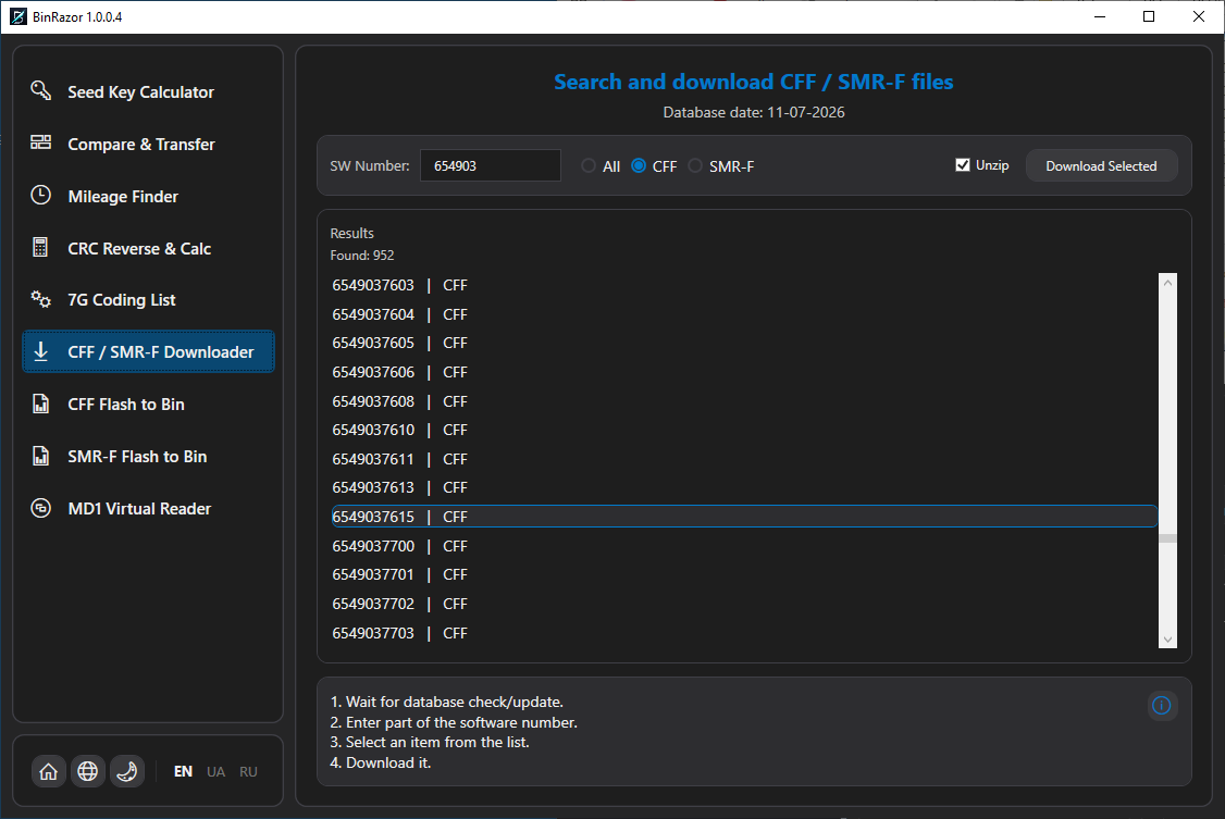 CFF / SMR-F Downloader